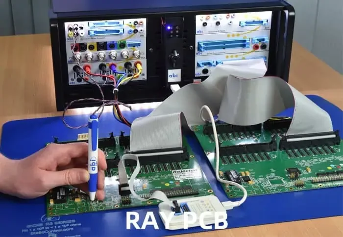 Circuit board connected to bench instruments