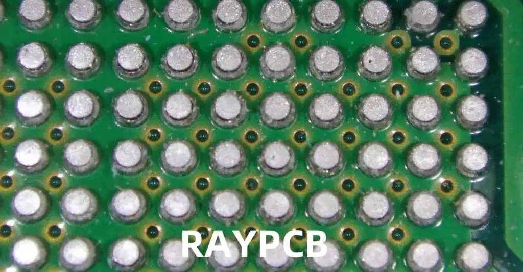 Solder ball array on a circuit board