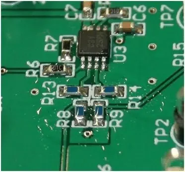 Residue visible around soldered connections