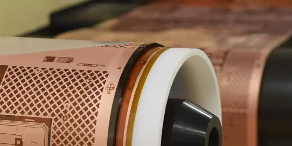 Patterned flexible material on a roll
