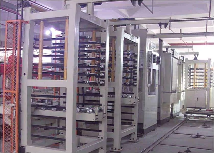 Multilayer pressing equipment — the process sequence follows the approved region stackup.