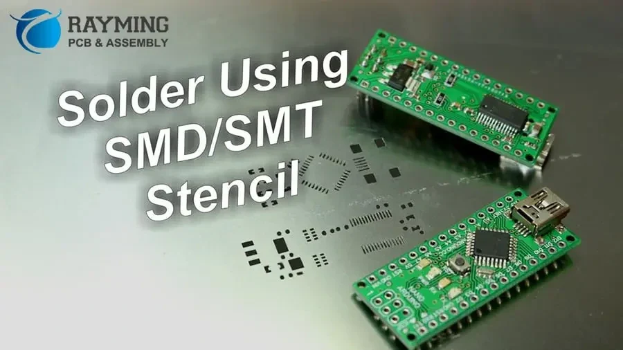Stencil and populated circuit board reference photograph