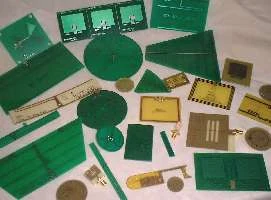 Different printed antenna board outlines in an existing library photograph