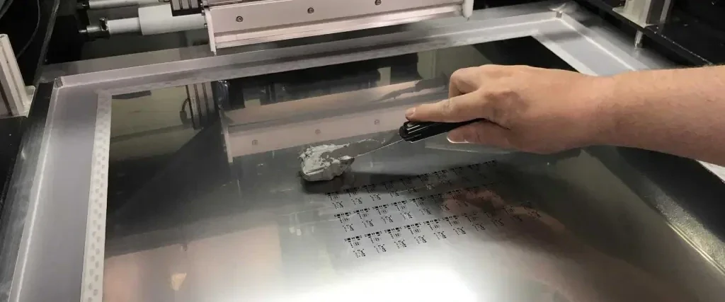 framed stencil squeegee printing