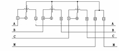 Three-phase Watt-hour Meter Schematic Diagram